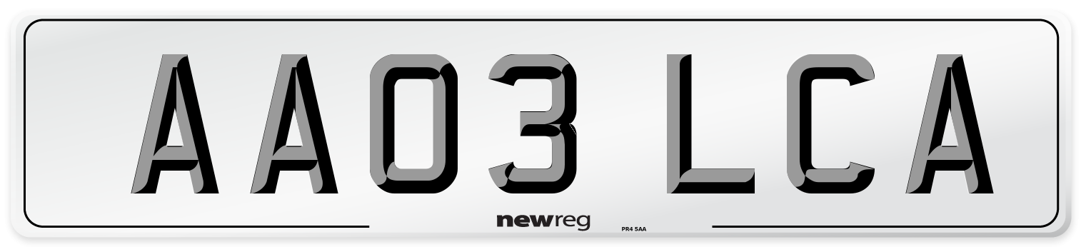 AA03 LCA Number Plate from New Reg